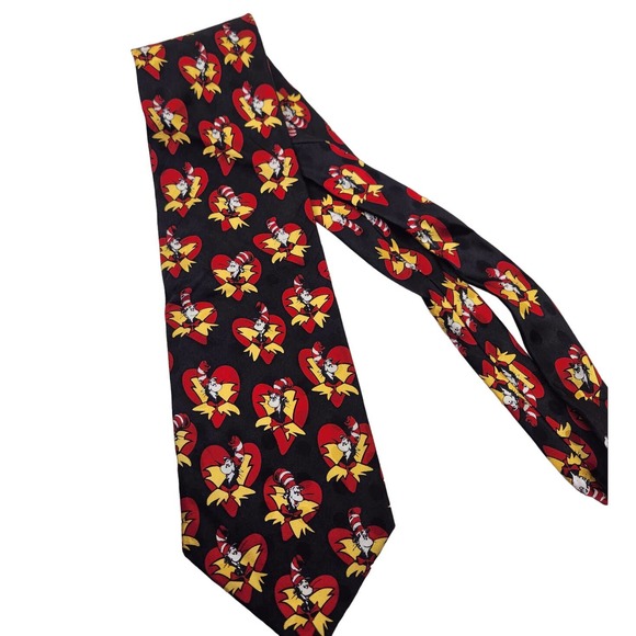 Vintage Dr. Seuss Cat In The Hat 1996 Valentine Heart Collectible Silk Tie - Picture 2 of 5